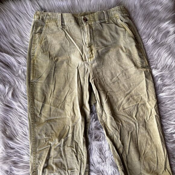 Gap Pants Sz 10 Peg Leg Linen Blend Womens Olive Green Jegging Jogger Casual - Picture 2 of 10